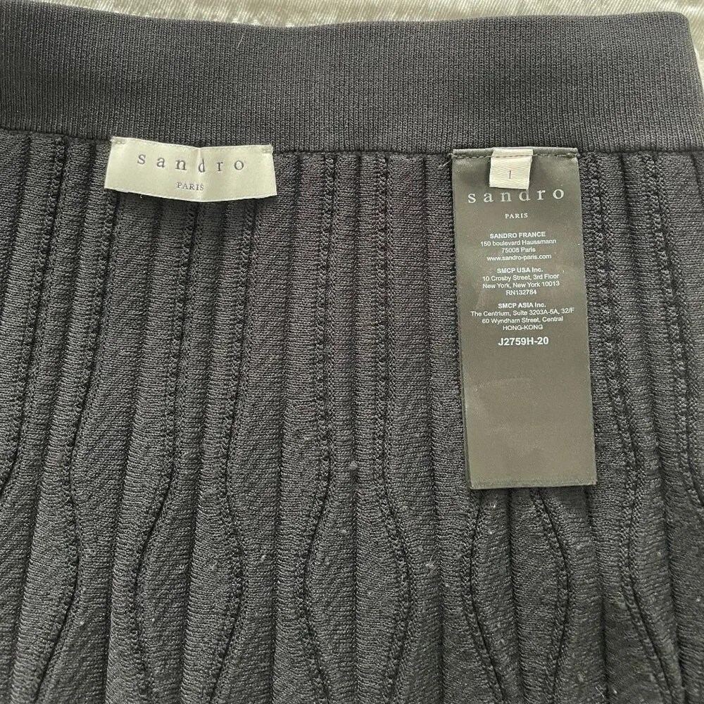 Sandro Henzo Textured Black Midi Skirt Size 1 (Small) - Picture 4 of 6